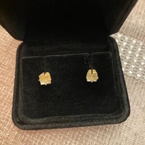 Share  14KT AQUAMARINE OPAQUE EARRINGS PRINCESS SQUARE STONES YG